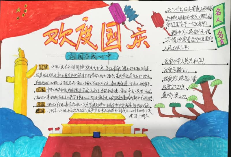 2020欢度国庆主题手抄报漂亮图片 16张国庆节手抄报
