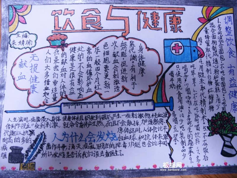 三年级健康主题饮食与健康手抄报图片 13张健康手抄报