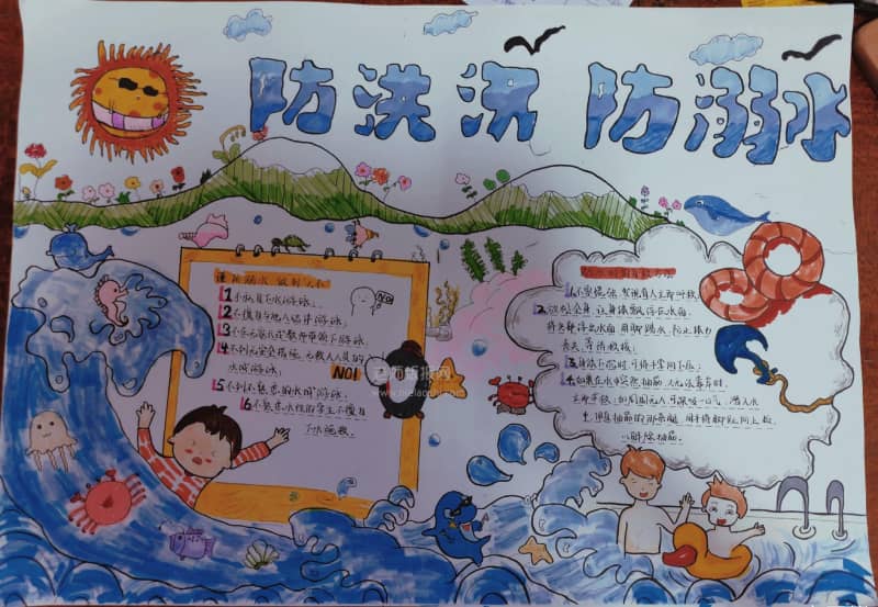 中小学生防溺水主题手抄报图片 9张防溺水手抄报