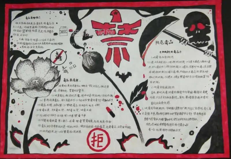 禁毒手抄报图片 15张禁毒手抄报