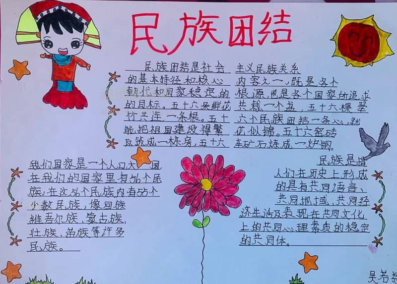 56民族团结一家亲手抄报 10张民族团结手抄报
