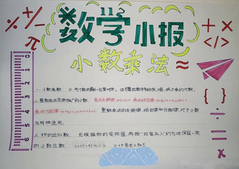 《小数乘法》主题的数学手抄报 9张数学手抄报