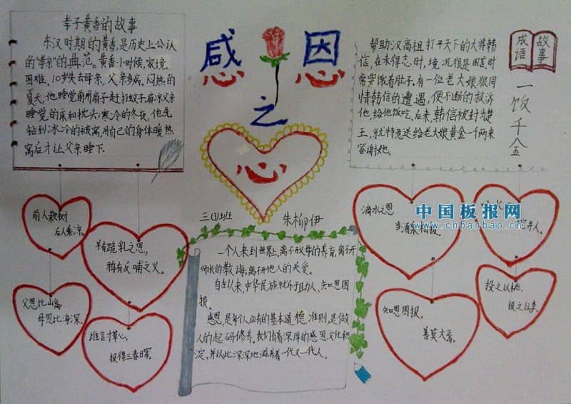 三年级感恩手抄报设计图 12张感恩手抄报