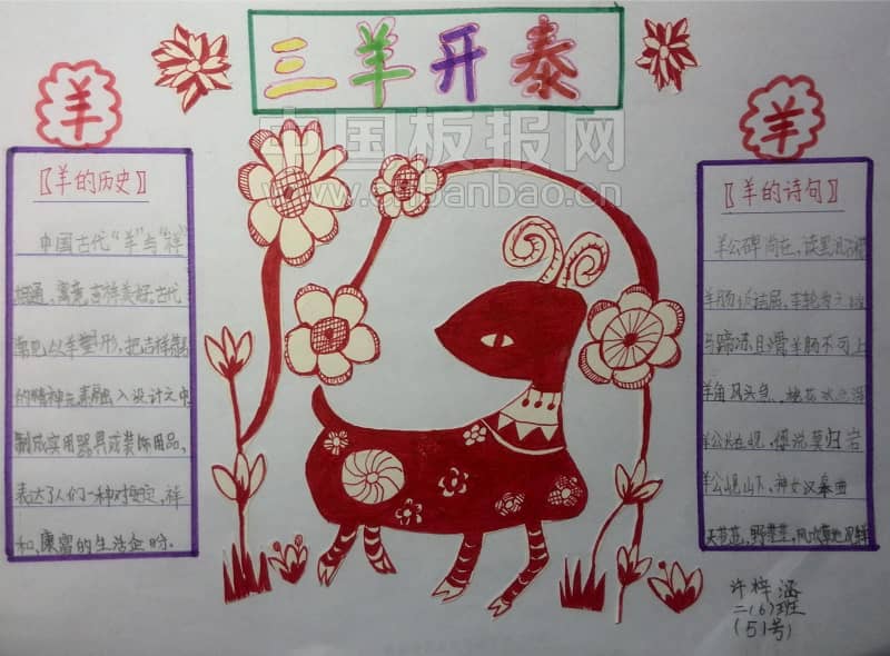 三羊开泰手抄报图片 10张春节手抄报
