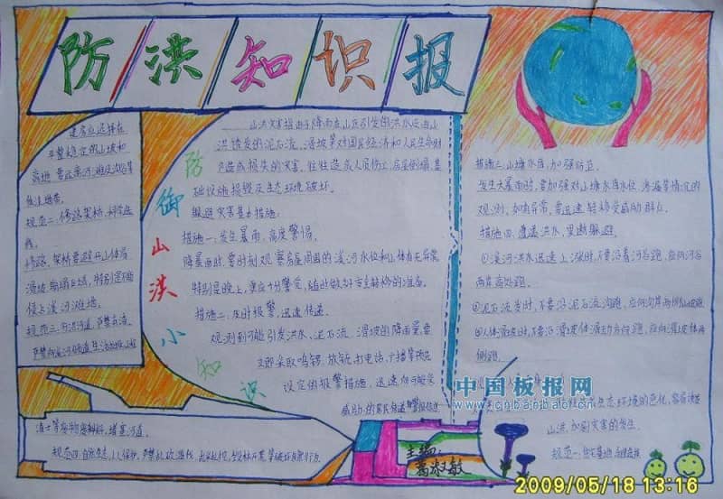 防洪防汛手抄报 15张小学生手抄报