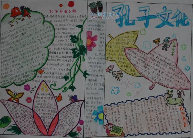 孔子文化手抄报大全 12张小学生手抄报