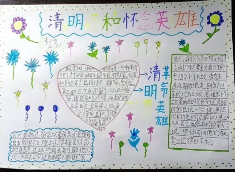 清明革命英雄手抄报图片 15张清明节手抄报