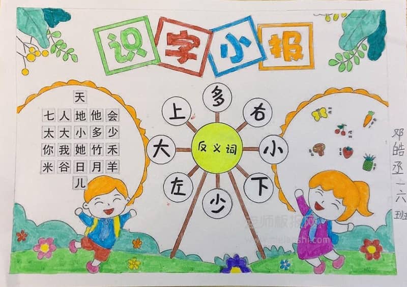 一年级《识字手抄报》绘画图片简单漂亮 12张语文手抄报