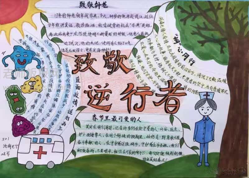 新型冠状病毒肺炎手抄报 致敬逆行者 15张健康手抄报