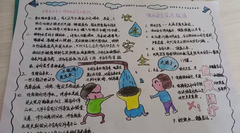 饮水安全手抄报绘画图片 13张健康手抄报