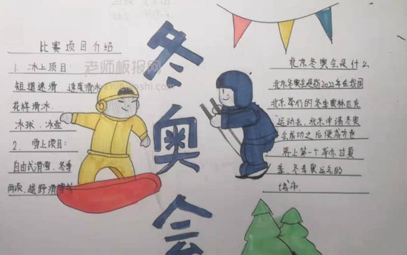 激情冰雪 助力冬奥会手抄报图片 15张奥运会手抄报