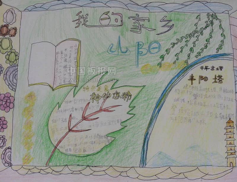 夸家乡手抄报版面设计图 9张家乡变化手抄报