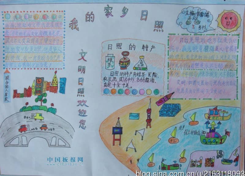 我的家乡日照手抄报（宫雷皓原创） 14张家乡变化手抄报