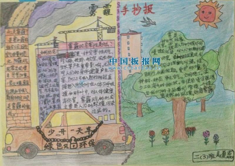 雾霾手抄报图片 15张环保手抄报