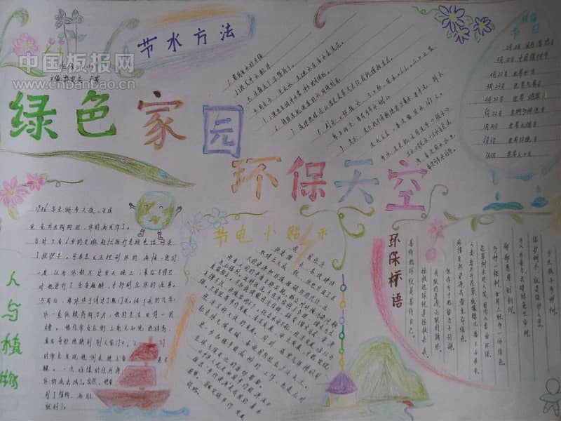 绿色家园环保天空手抄报 10张环保手抄报