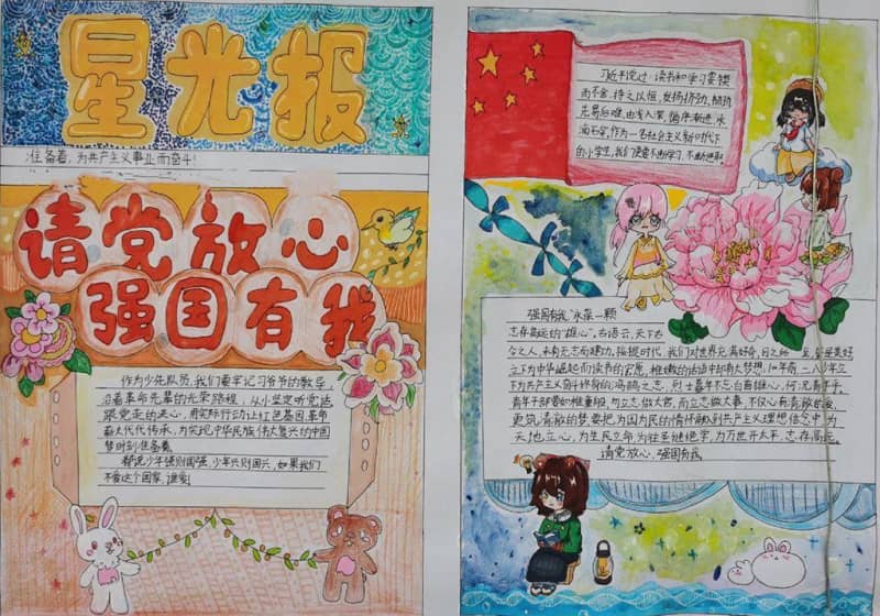 请党放心强国有我少先队员手抄报图片 11张少先队手抄报