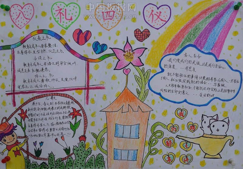 八礼四仪手抄报版面设计图大全 10张文明礼仪手抄报