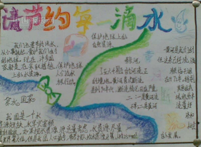 手抄报:节约每一滴水 14张节约用水手抄报