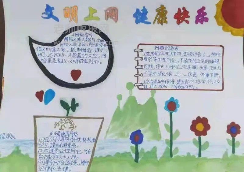 文明上网 健康快乐手抄报图片 15张绿色上网手抄报