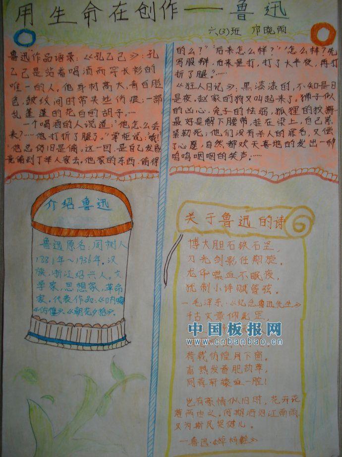 鲁迅简介手抄报 12张语文手抄报