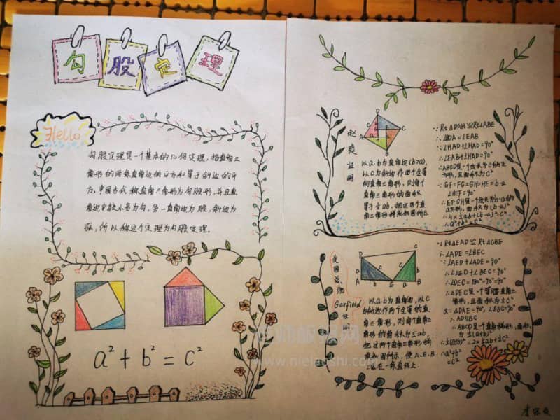 数学手抄报：勾股定理 9张数学手抄报