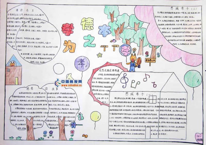 孝为?之本手抄报设计图 15张重阳节手抄报