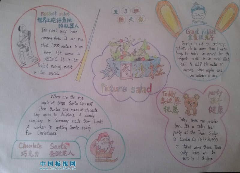 妙图沙拉手抄报 11张英语手抄报