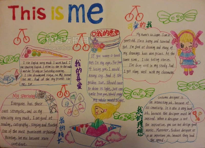 自我介绍英文手抄报图片：This is me 16张英语手抄报