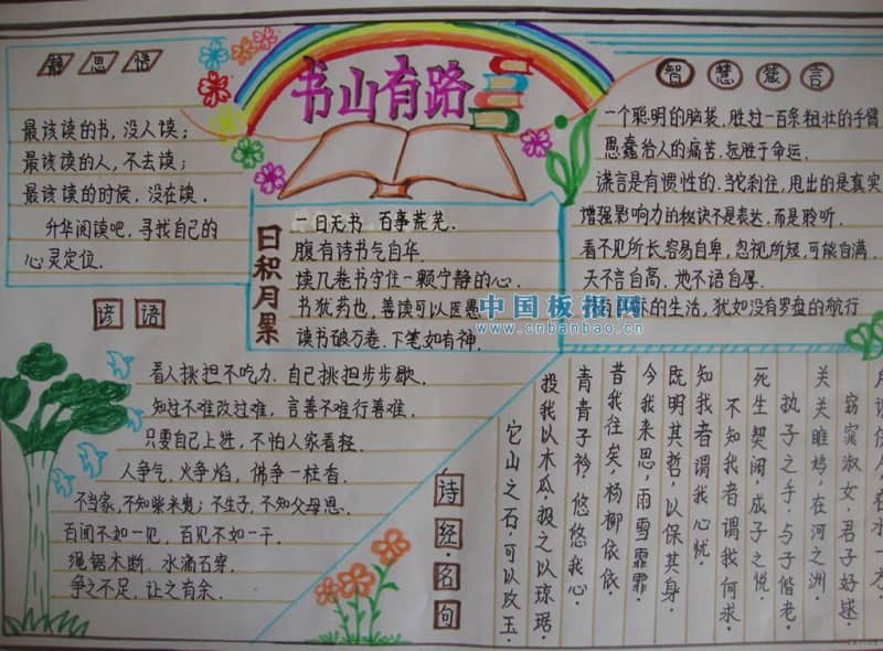 书山有路手抄报图片 14张读书手抄报