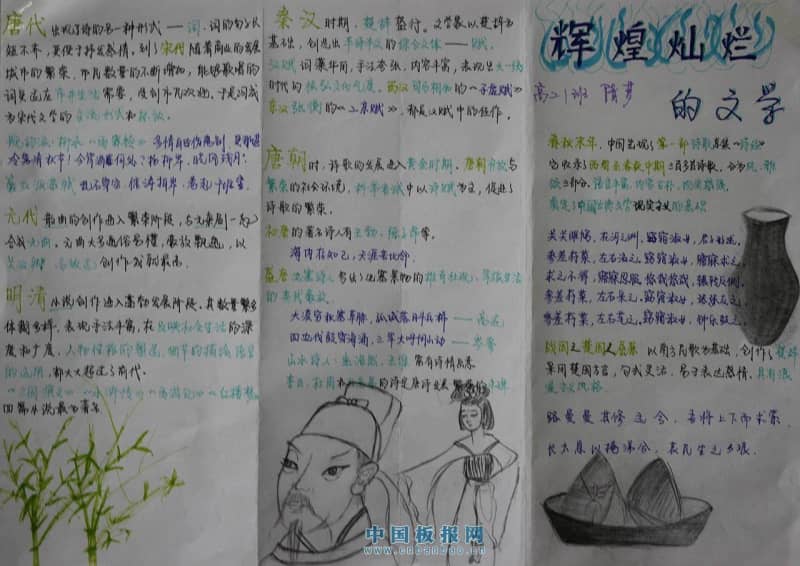 辉煌灿烂的文学手抄报 13张历史手抄报