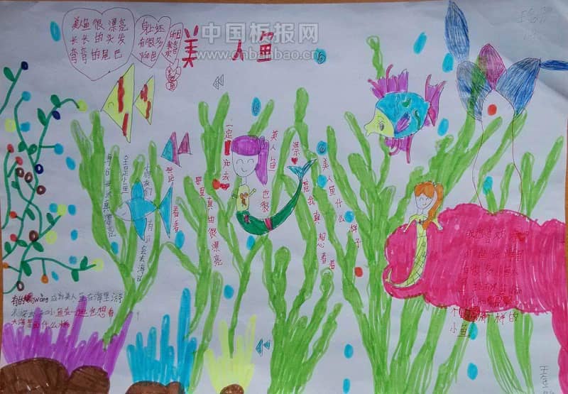 美人鱼手抄报版面设计图 10张读书手抄报