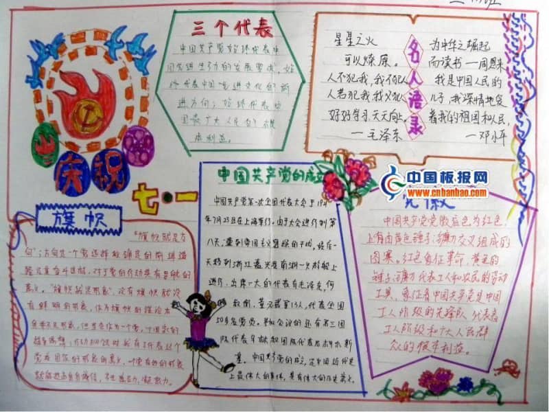庆祝七一手抄报版面设计图 13张建党节手抄报