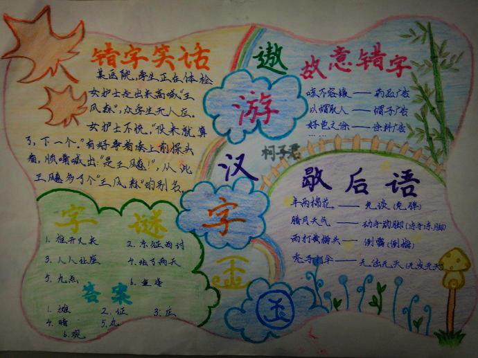 我爱遨游汉字王国手抄报 14张语文手抄报