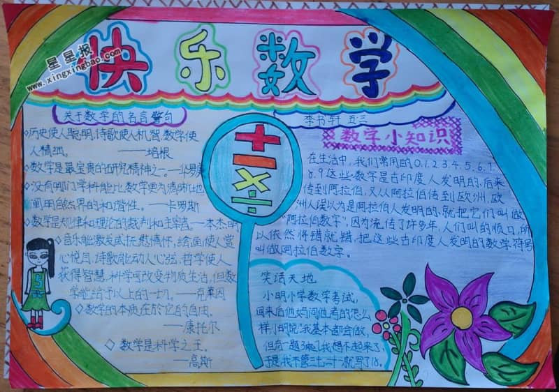 关于快乐数学手抄报版面设计图 14张数学手抄报