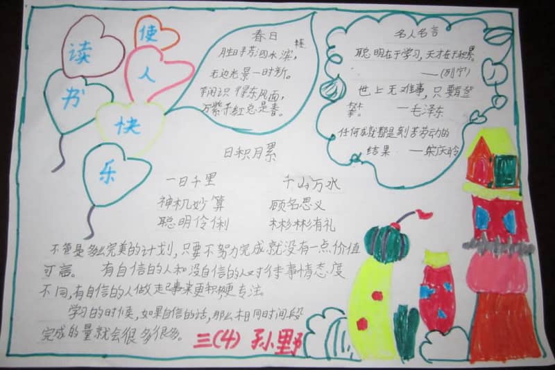 读书使人快乐手抄报三年级 16张读书手抄报
