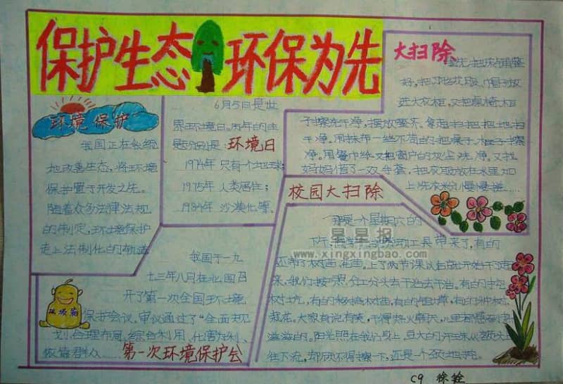 保护生态环保为先手抄报资料 10张环保手抄报