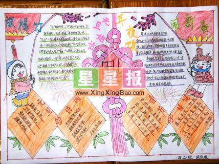 《放爆竹，闹新春》手抄报 13张元旦节手抄报