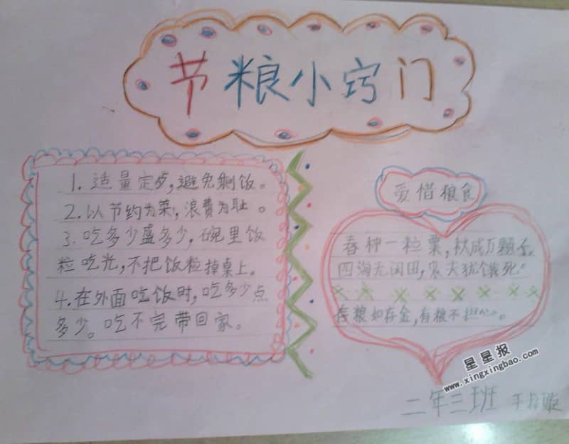 节粮小窍门手抄报图片 16张节约手抄报