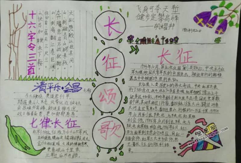 长征颂歌手抄报图片 10张小学生手抄报