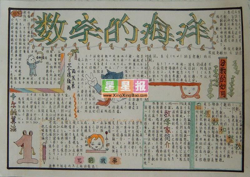 数学的海洋手抄报_分数的妙用 9张数学手抄报