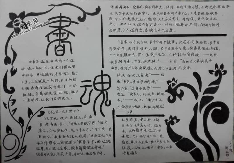 书魂手抄报版面设计图 9张读书手抄报