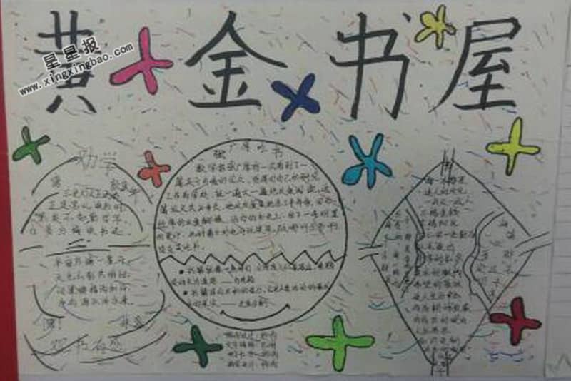 小学五年级黄金书屋手抄报 16张读书手抄报