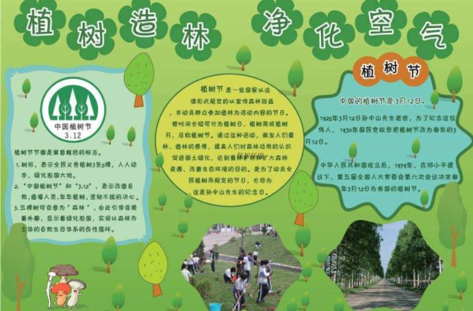 关于植树节的手抄报 植树节保护绿色 12张植树节手抄报