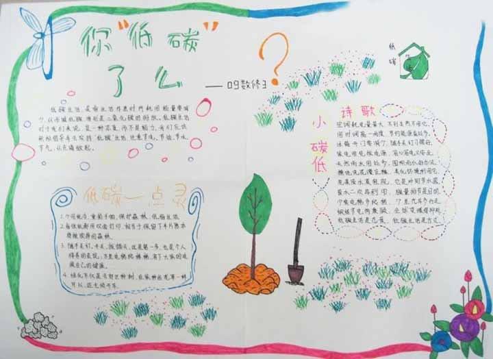 一年级环保手抄报，你低碳了吗？ 12张节能减排手抄报