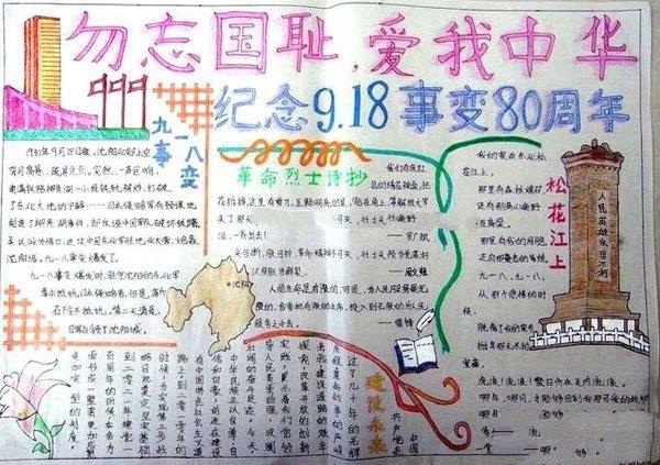 九一八手抄报图片，勿忘国耻爱我中华 13张九一八手抄报