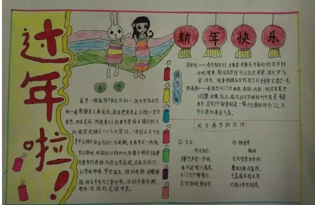 使用的寒假手抄报，寒假过年最快乐 14张寒假手抄报