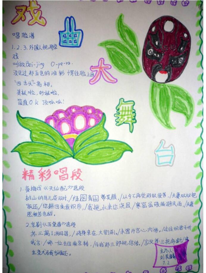 戏曲大舞台手抄报，天仙配广为流传 12张戏曲大舞台手抄报