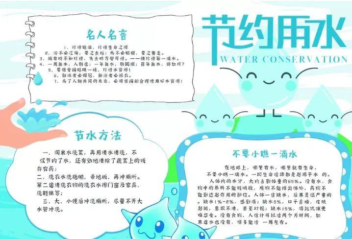 节约用水手抄报模板文字素材 10张节约用水手抄报