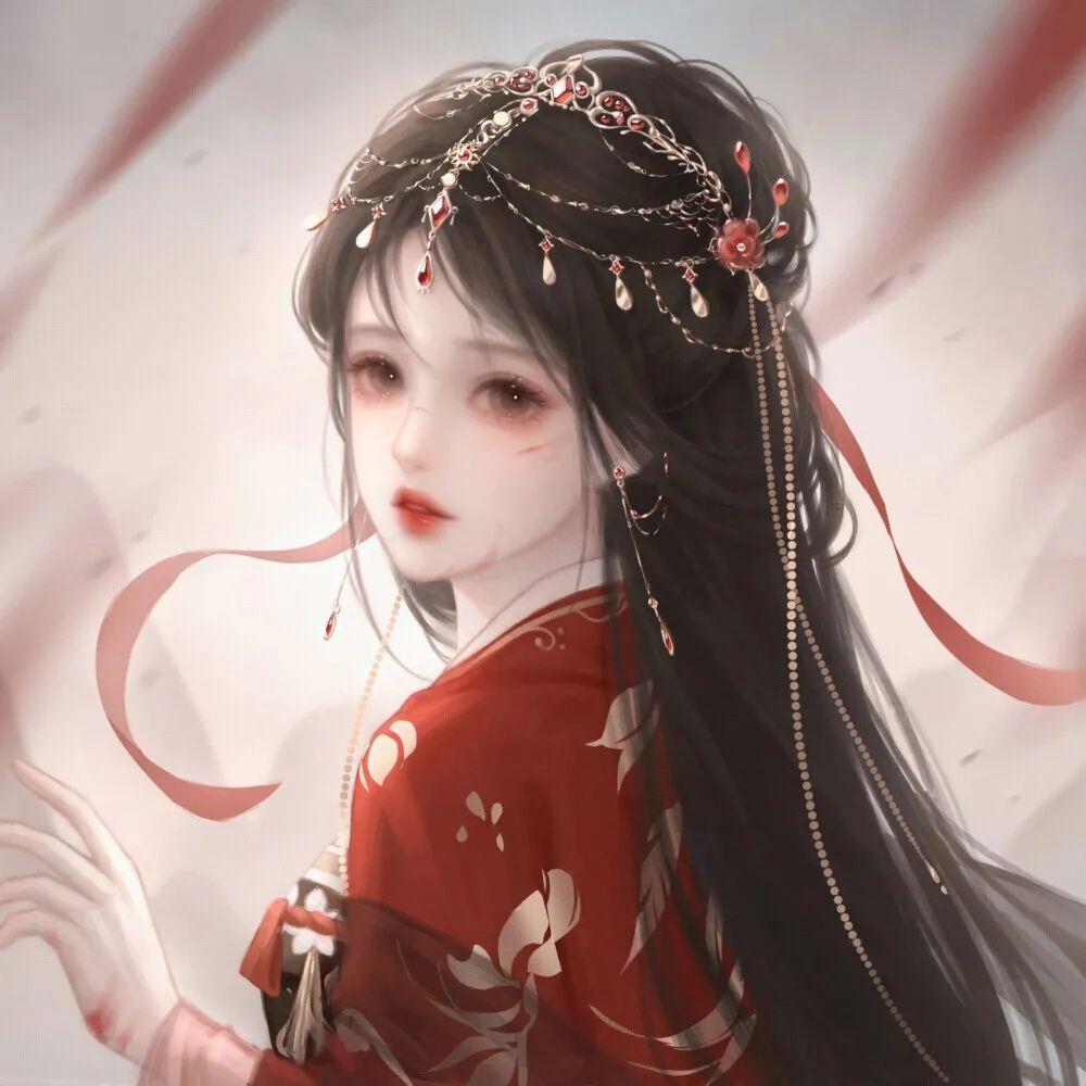 最新红色系列古风美人动漫头像图片女生专用 10张