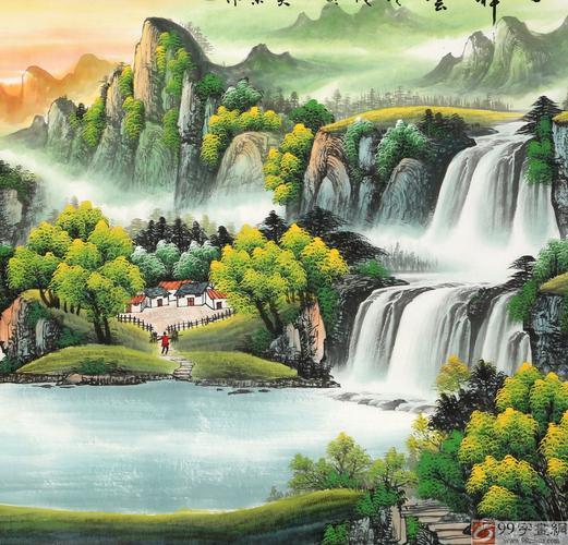 山水画图片大全招财头像 山水画招财图片大全 20张